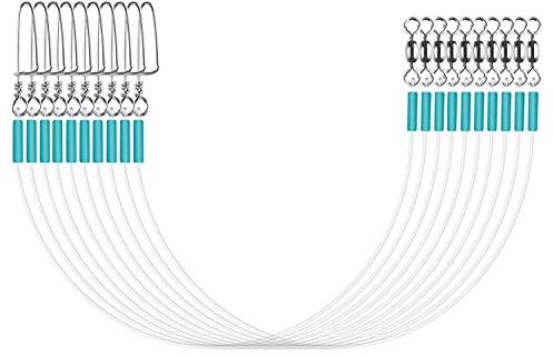 Luroad 10 st Fluorocarbon Fishing Leaders Line, Pre Tie Saltwater Fishing Ledare med Swivels Snaps Crimps för Lures Fiskekrokar (blå-10 st, 50 cm–20,4 kg)