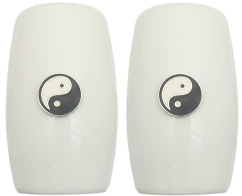 Yin Yang China Salt and Pepper Shakers Cruet Set Modern White CSP 406