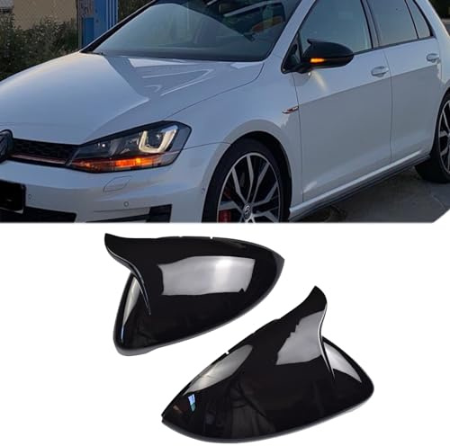 Kakulkomen 2 Stücke Auto Rückspiegel kompatibel mit VW Golf 7 MK7 MK7.5 | Kappe Abdeckung Ersatz Glänzend Schwarz Links & Rechts für VW Golf 7 GTI R GTE GTD 2013-2018 /T-ouran L 2016-2019