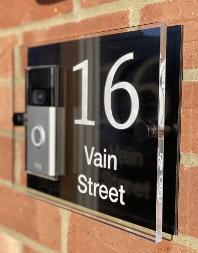 Ring Doorbell House number sign Plaque BLACK, 250mm x 190mm