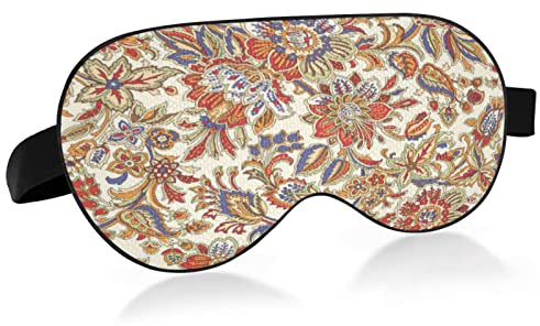 Masque de sommeil à fleurs colorées pour femmes et hommes Masque pour les yeux bloquant la lumière lisse et confortable avec sangle réglable pour les voyages, le travail posté