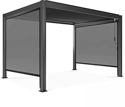 Oviala Pergola bioclimatique 3x4m autoportée avec 2 Stores 2,66 X 2,34 m Gris