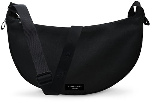 Adore June Moderne Moon Bag Vin Gefertigt in Europa, Umhängetasche für Damen und Herren, Verstellbarer Schultergurt, Wasserabweisendes Recyceltes Material