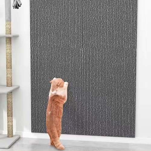 Uixxducc Selbstklebende Kratzmatte für Katzen - Wandmontierter Kratzteppich, DIY Trimmbarer Teppich Matte Pad (60x100cm, Dunkelgrau)
