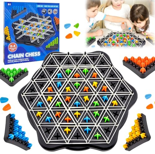 Chain Triangle Game, Triggle Gummibänder Brettspiele, Klassisches Strategie Interaktives Desktop Brettspiel für Kinder, Lehrreiches Ketten-Dreieck-Schachspiel für Kinder Erwachsene (A)