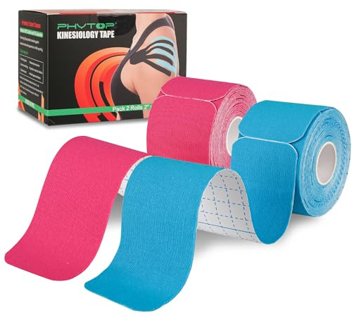 PHYTOP Kinesiotapes (40 Streifen, 25cm x 5cm) | Latexfreie Kinesiologie Tape für Sport | Physiotape ideal zur Unterstützung von Knie, Schulter und Ellbogen