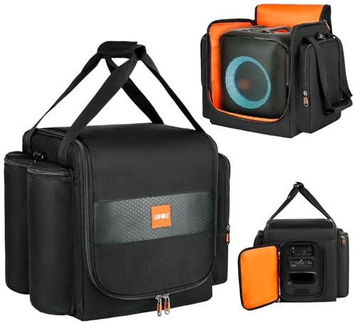 Bolsas para JBL Partybox Encore Essential, bolsa de transporte para altavoces que se ajusta a Encore con correa para el hombro y bolsillo adicional para micrófono, cargador, cable, accesorios (negro)