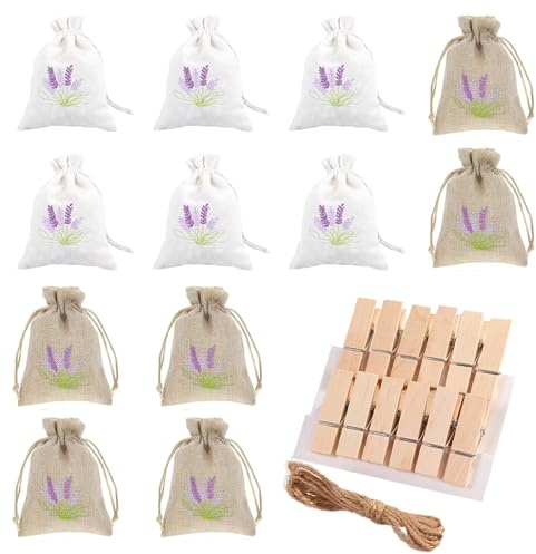 12 lavendelsäckchen Leer Lavender Bags Empty in Two Colors, lavendelsäckchen leer for Lavender, Spices, Empty säckchen für Lavendel for Lavender Filler, Lavendel säckchen for Closet Moth proofing