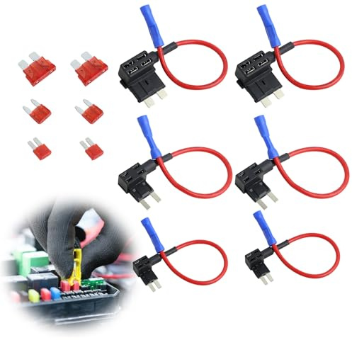 12Pcs Fuse Tap 3 Types Piggy Back Blade Fuse Connectors Set Mini Adding Circuit Low Profile Adapter Car Tap Kit with 12V 24V Universal 10A Wire Harness for Trucks Cars Boats (Medium Small Micro)