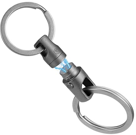 KeyUnity KA45 Magnetischer Titan Schnellverschluss-Schlüsselanhänger,Doppelendiger Drehbarer Schlüsselbund aus Titan-360°, Sicheres Verschlusssystem Drehbarer Schlüssel-Organizer-Linker für Karabiner