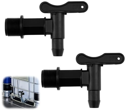 2 Stück Kunststoff Auslaufhahn für Regentonne mit Wasserdichtem Band, Regentonne Wasserhahn 3/4 Zoll Adapter, Anwendung im Garten und Haushalt