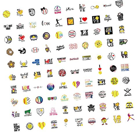 Uonlytech 100stücke Baseball Sticker Wasserfeste Vinyl Aufkleber Für Laptop Reisegepäck Skateboard Lustige Sport-Graffiti Dekoration Einfach Zu Kleben Rückstandslos Entfernbar