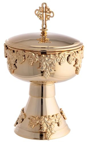 Holyart Cáliz copón Patena latón Dorado racimos UVA Moderno, Copón