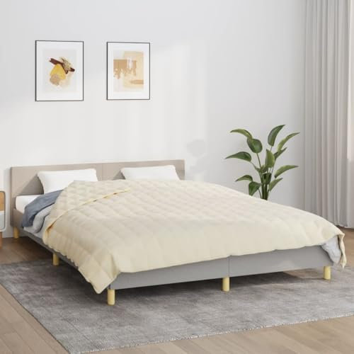 UJCHVHN Home Garden Gewichtsdecke, 220 x 240 cm, Kingsize-Bett, 15 kg, Hellcremefarben