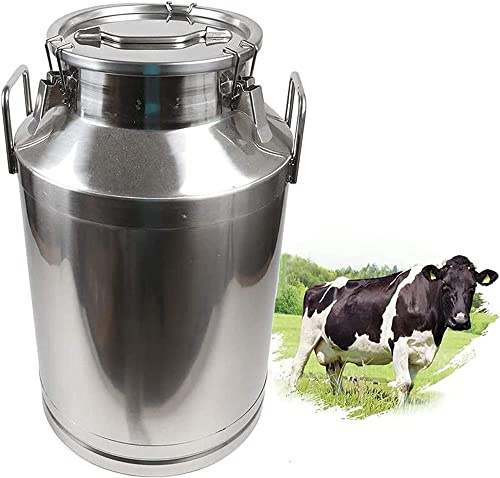 Seau de transport de lait, seau à lait en acier inoxydable 304 12-60 L, seau à huile, seau à vin, pot à lait avec couvercle scellé en silicone pour récipient de stockage de liquide, 20 L (5,3 gallons)