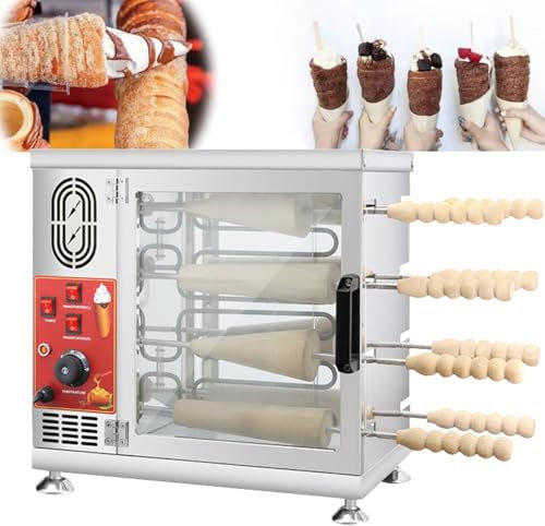 Horno de chimenea para tartas con 16 rodillos, máquina eléctrica de conos de helado de 50 a 300 °C, temperatura izquierda y derecha, control independiente, máquina de horno para restaurante, snack bar