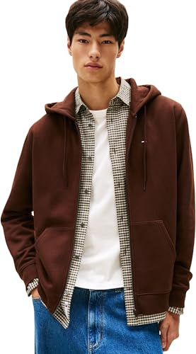 Tommy Jeans Herren Hoodie mit Reißverschluss Flag Zip Thru mit Kapuze
