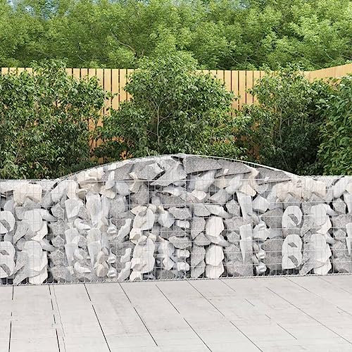 BOWEKAM Home & Garden-Arched Gabion Baskets 3 pcs 400x30x80/100 cm Galvanised Iron-Furniture Choice