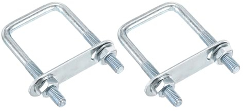 DTGN M8x40x80mm U Bolts Square Kit - 2Set - Carbon Steel U Clamp | U-Bolt Kit with Nuts, Washers, Frame Plate Good for Pipe, Trailer, Automotive, Leaf Spring Fastener