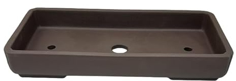 BIOMATA Maceta Bonsai Ceramica Rectangular para Kifu y Chujin | Estilo Bosque 2 Tamaños | 40,5x20x6,3 cm la Pequeña y 47x23,3x6,7 cm la Grande | Maceta para Pinos Bonsai Gres sin Esmalte (Pequeña)