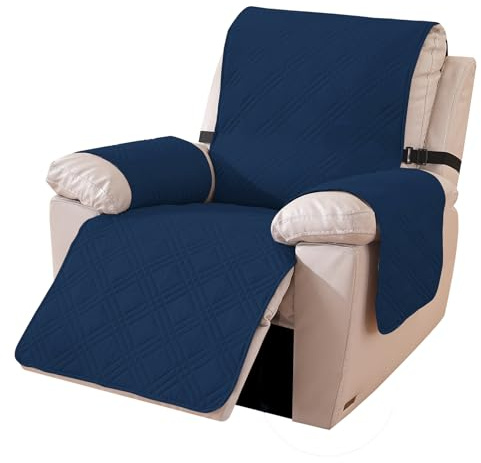 Ystyle Reversibel Fåtöljöverdrag, Relaxfåtöljskydd med Armstöd, Maskintvättbart Repskyddande TV-Fåtöljskydd, Halkskydd Sofföverdrag för Avkoppling Fåtölj (Stor 1-sits, Berlinblått + Gråblå)