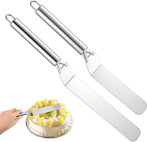 BOHUIZ 2 Stück Winkelpalette Torte, Edelstahl Tortenspachtel Tortenmesser Tortenschneider Torten Zubehör zum Backen,Verteilen Und Dekorieren Von Torten