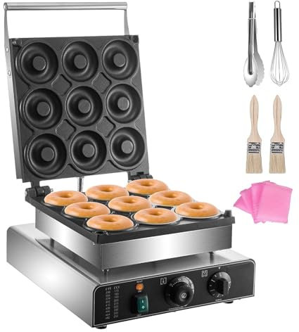 CYTBEK Donut Commerciale e Waffle Maker, Ferro a Doppia facciale Elettrico da 1550 W con Piastre antiaderenti in Teflon, Timer e Controllo della Temperatura-Cottura Veloce di 5 Minuti per casa 现代