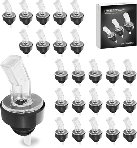 Esatto Pourer with Screen - Premium Quality Liquor Dispenser Pour Spouts with Built-in Filter for Smooth Pouring - Pour Spouts Ideal for Bartenders, Home Bars, and Parties (24 Pack)