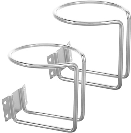 TOBBOMEY 2pcs Wall Mount Car Cup Holder Compact Space-saving Drink Holder for Boats Rv Tractors Multi-vehicle Use Holds Bottles Cups Easy Installation Silver