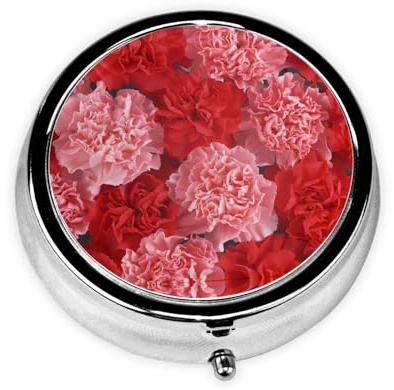 Pinke Pfingstrose. Diese kleine, runde Pillendose mit drei Fächern ist perfekt für die Aufbewahrung von täglichen Medikamenten, Vitaminen und unterwegs.