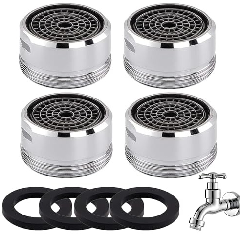 4PCS Strahlregler M24, Wassersparend Strahlregler M24 Wasserfluss, Wasserhahn sieb Einsatz Außengewinde, Edelstahl & ABS, Geräuscharm und Sparsam, für Wasserhähne, Waschbecken und Dusche