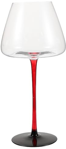 SHINEOFI Copas de Vino Borgoña 710 Ml Color Rojo con Tallo Alto Cristal Resistente Antideslizante para Mujer en Celebraciones Navideñas y Fiestas