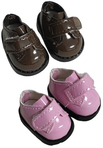 Asukohu 1. 2 Paar realistische Miniatur-Puppenschuhe, weiches PU-Schuh-Set für Puppen und Foto-Requisiten, PU-Leder-Puppenschuhe für Mädchen, Kinder, Pretend Play Schuhe
