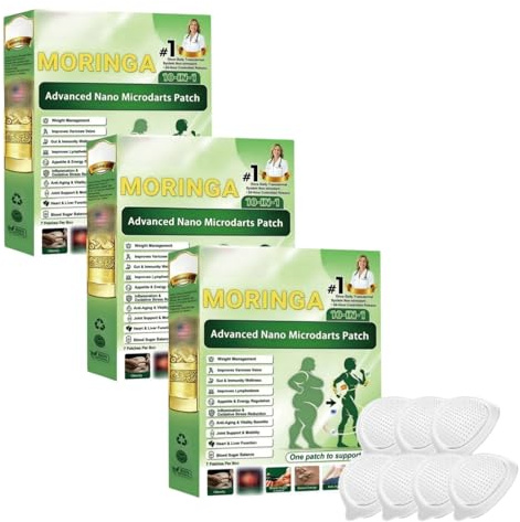 Moringa Berberine Patch Minceur, 10 en 1 Nano Microneedle Patch, Patch Minceur Naturel pour Perte de Poids, Ventre Plat, Facile à Appliquer, Invisible, pour Touss Types De Corps