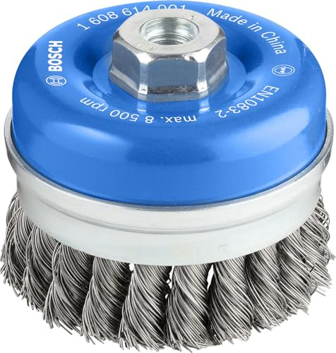 Bosch 1x Brosse boisseau PRO Metal heavy , filetage M14 | pour Acier, Ø 90 mm Professional Accessoire Grande meuleuse angulaire