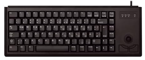 CHERRY Compact-Keyboard G84-4400, Internationales Layout, QWERTY Tastatur, kabelgebundene Tastatur, mechanische Tastatur, ML Mechanik, Integrierter optischer Trackball Plus 2 Maustasten, schwarz