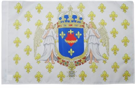 AZ FLAG Drapeau Royaume de France Anges Sacré Cœur 150x90 cm Fourreau | Usage intérieur et extérieur Drapeau décoratif royaliste français coutures doubles et bords renforcés avec fourreau pour mât