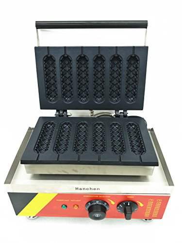 Hanchen Muffin Hot Dog Maker Baker Commercial Hot Dog Machine 6 PCS No-Stick for American Corn Dog |Muffin Sausage Waffles NP-527 with CE 220V