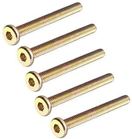 sourcing map M6 x 55mm Threaded Hex Socket Head Cap Screw Bolt Bronze Tone 5 Pcs