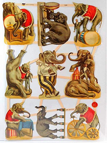 Glanzbilder Elefant Zirkus EF 7428 Oblaten Posiebilder Scrapbook Deko GWI 301
