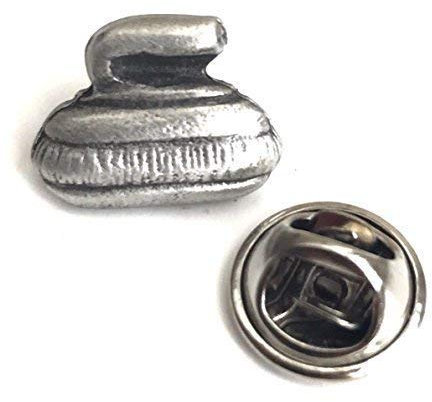 CURLING Stone handgefertigt aus Englisch Zinn Anstecknadel + 59 mm Badge + Geschenk Tüte