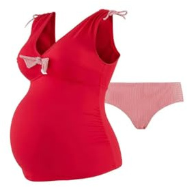 Cache Coeur Tankini de Grossesse St-Tropez Rouge