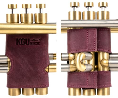 Trompetenventilschutz von KGUBrass ist ein Leder-Trompetenventilschutz aus luxuriösem mildem und dickem Material; Verwendung als Schutz vor Korrosion, Kratzern und Flecken (Marsala)