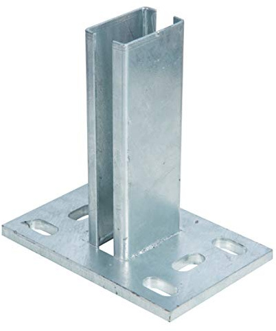 Alberts 686055 Ancre de poteau pour piquet de clôture pour panneaux à barre double | à visser | galvanisée à chaud | platine 150 x 100 mm | pour poteaux 60 x 40 mm