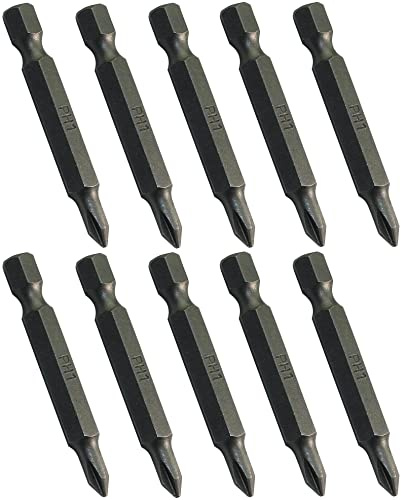 AERZETIX - Set di 10 Punte lunghe di avvitatore PH1x50mm 1/4'' per cacciavite e vite a croce con impronta Phillips PH1 - Ferramenta/Utensile manuale - Acciaio S2 - C45876