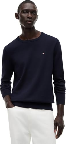 Tommy Hilfiger Pull Homme Essential Cotton Crew Neck en Coton, Bleu (Desert Sky), L