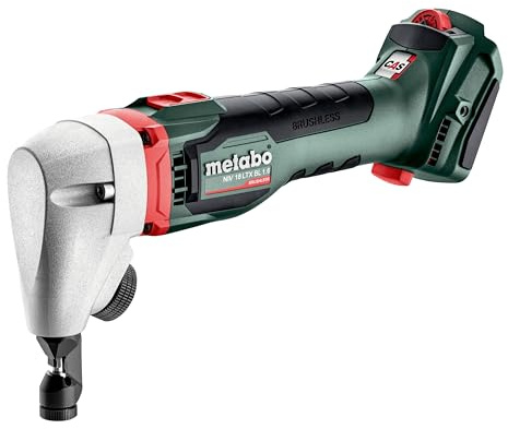 metabo Akku-Nibbler NIV LTX BL 1.6-18 V, CAS, 1.6 mm max. Blechdicke, 360° Schneidrichtung, Kurvenschnitte ab 40 mm - Für Stahl & Aluminium, Spänefangsack, werkzeugloser Wechsel - Inkl. Zubehör