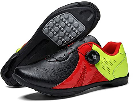 Sebasty Reiten Non Lock Rotating Shoesfahrradschuhe für Herren Anwendbar Rennrad Reitschuhe Damen Kompatibel Indoor Outdoor Non-Lock Pedal Bike Schuhe,Red-38