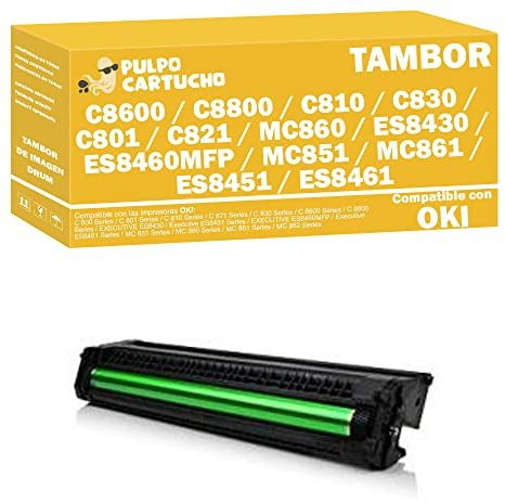 Pulpo Cartucho - Tambor de Imagen C8600, C8800, C810, C830, C801, C821, MC860, ES8430, ES8460MFP, MC851, MC861, ES8451, ES8461 Amarillo - Drum Compatible con Oki 43449013 - Valido para Impresoras Oki