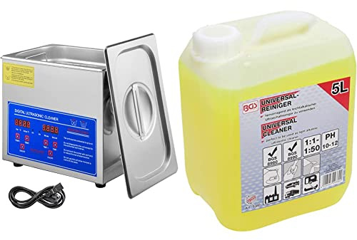 VEVOR Nettoyeur A Ultrasons Professionel 3L,Nettoyeur ultrasons 120W 220V,Ultrasonic Cleaner chauffage à 80 Degrés. Inox & BGS 9380 | Produit de nettoyage universel | 5 l